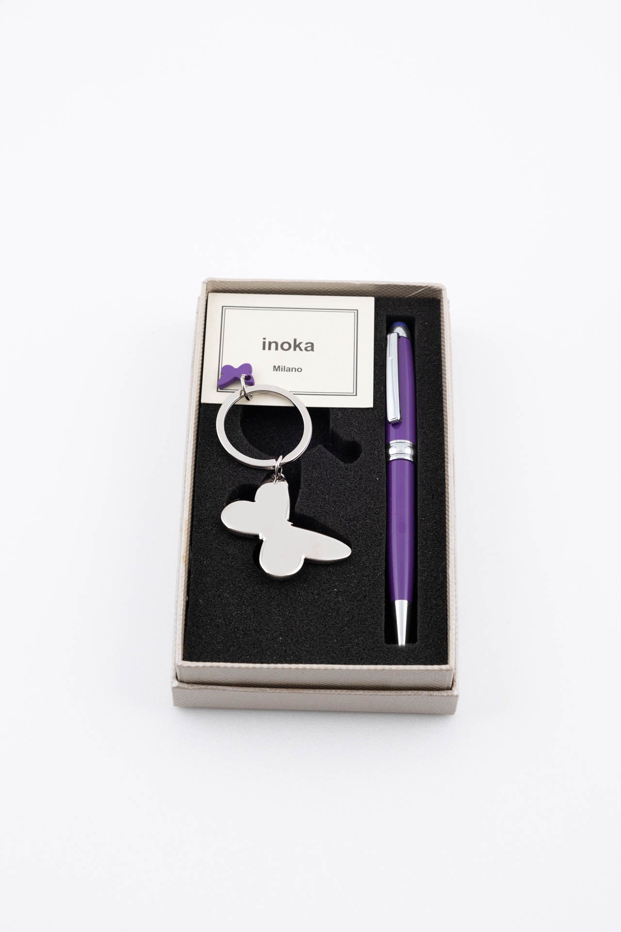 Set penna portachiavi farfalla